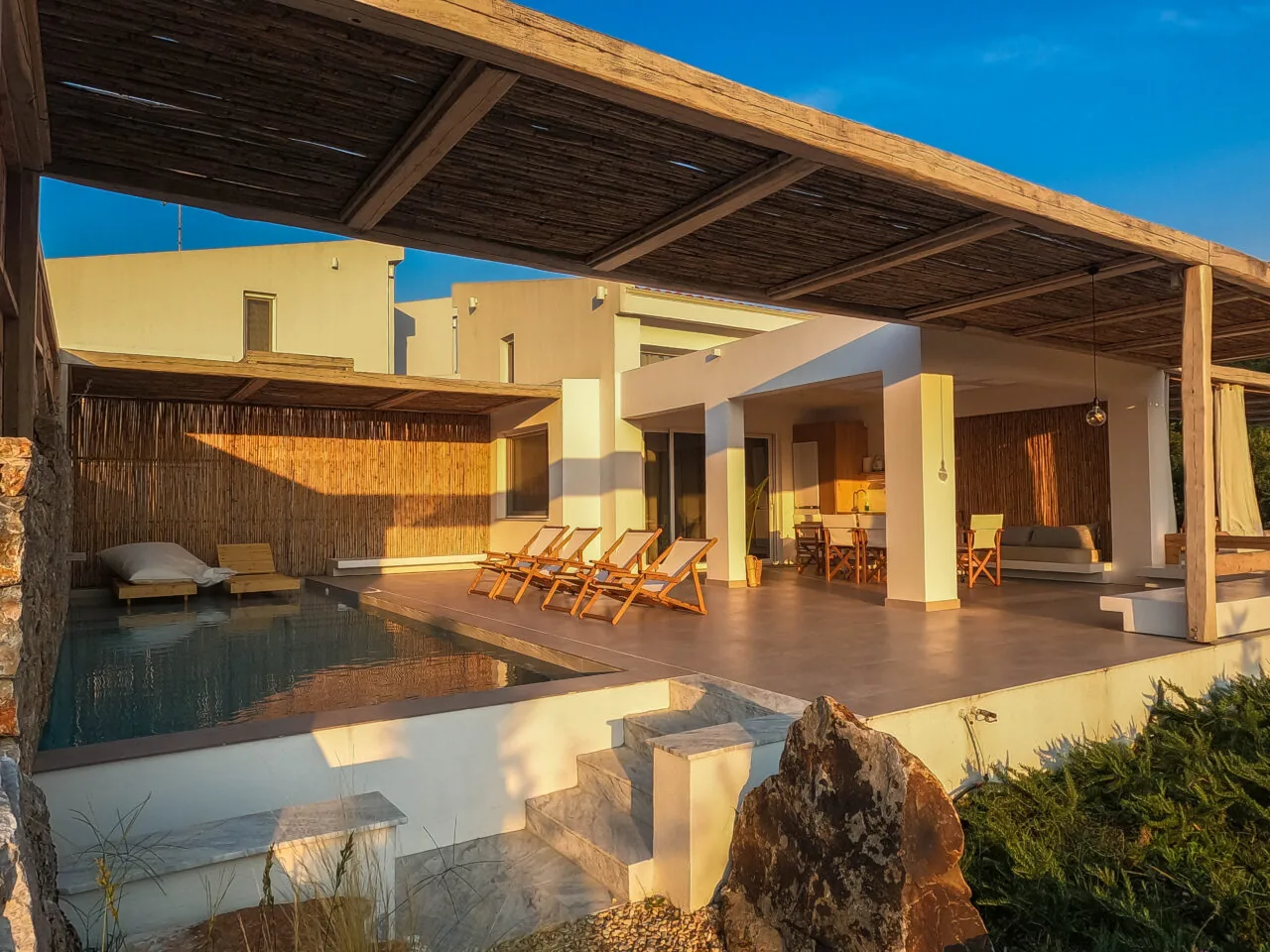 Villa terrace at sunset